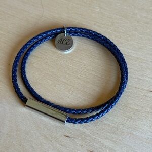 Blue Braided Bracelet with Silver Charm
